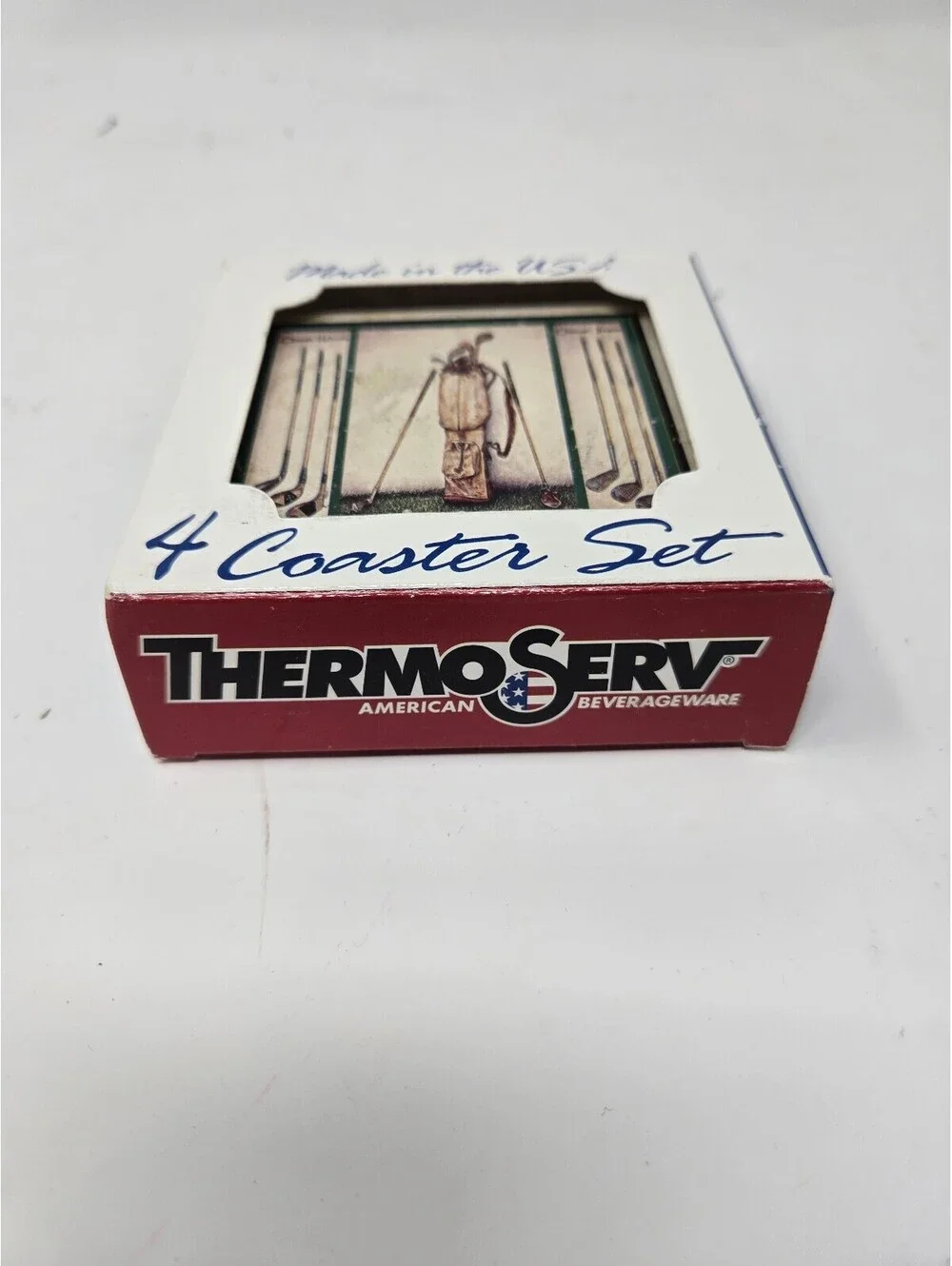 ThermoServ Classic Golf 4 Coaster Set with Cork Pad